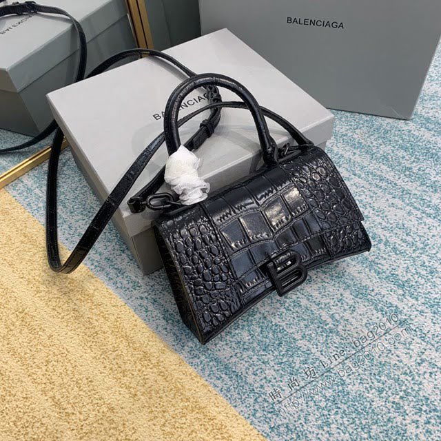 Balenciaga女包 巴黎世家Hourglass沙漏包 BG8896 鱷魚紋牛皮巴黎世家手提包  fyd1430